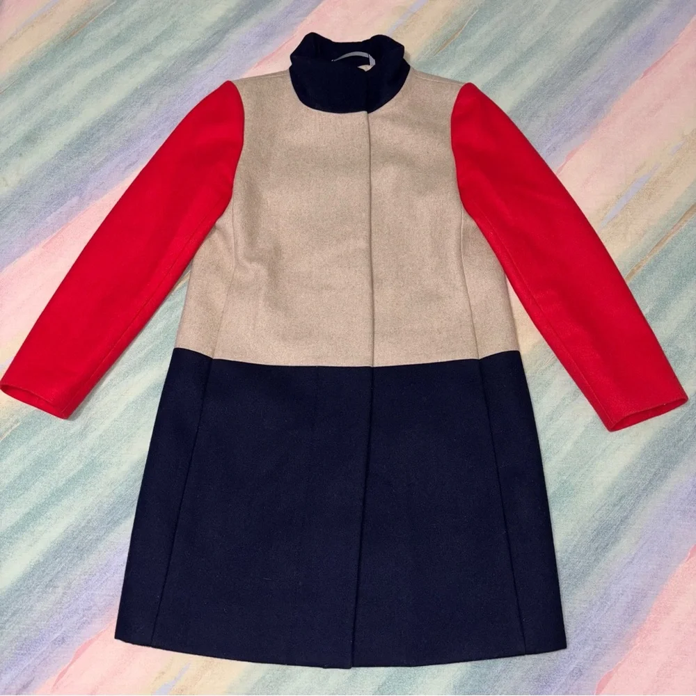 J Crew colorblock wool pea coat size 4 Petite - Picture 4 of 10